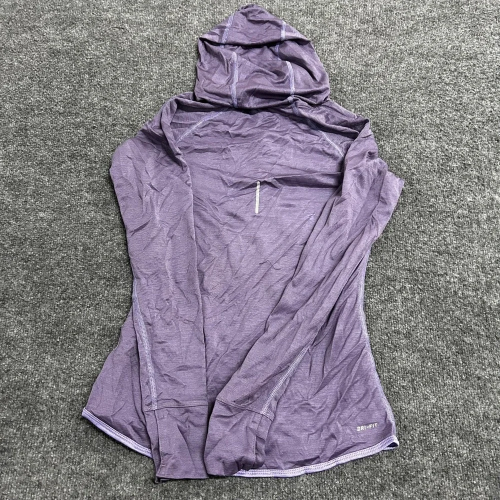 Nike Hooded Shirt Womens Size M Purple Wool Blend Dri-Fit Long Sleeve Athletic